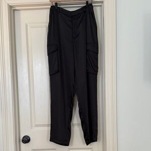 Good American women's Silk Black Cargo Pants